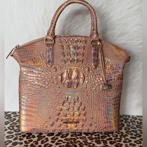 Brahmin Large Duxbury Melbourne Rose Gold Satchel NWT METALLIC HOLOGRAPHIC FIRM$